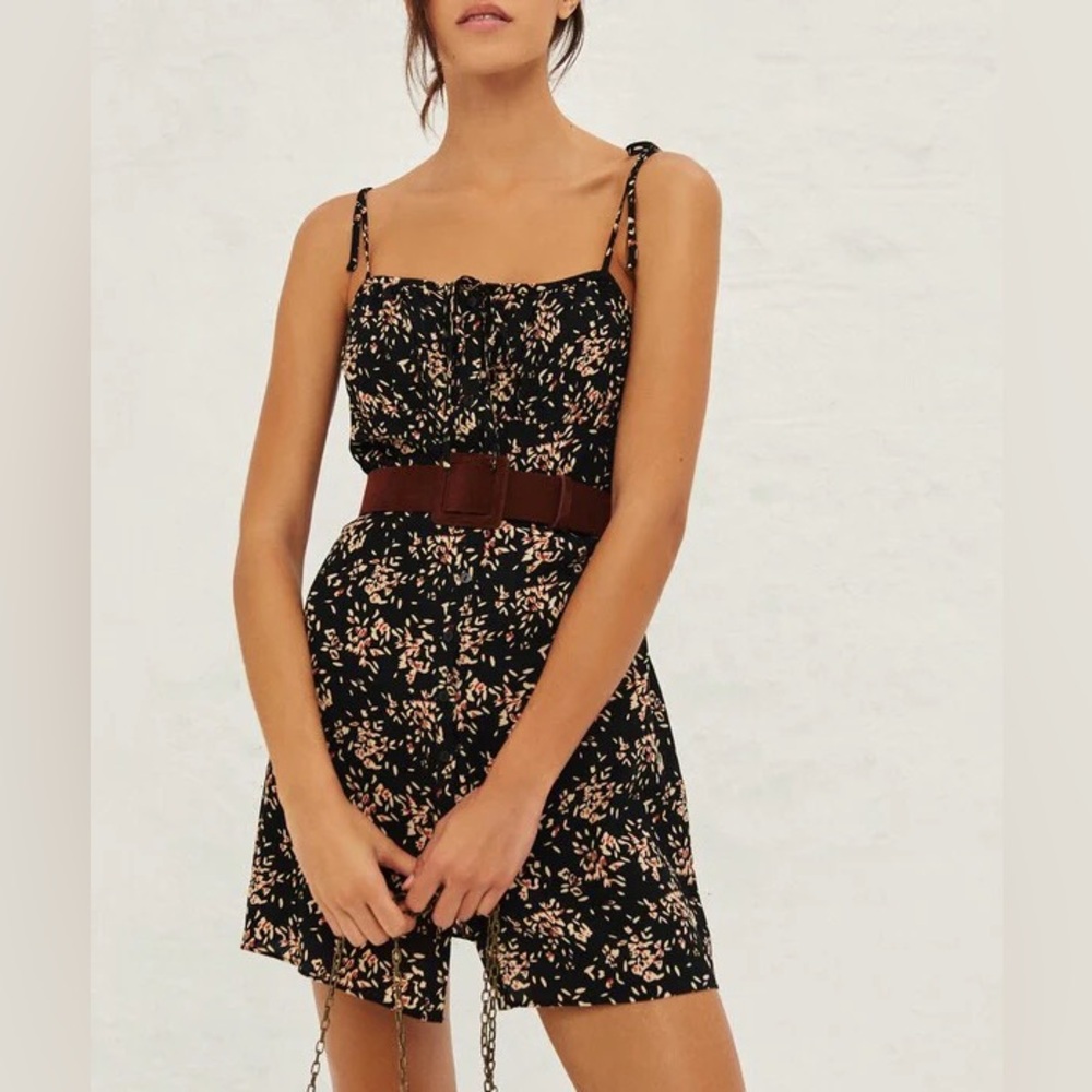 ba&sh Volver Black Floral Button-Down Dress